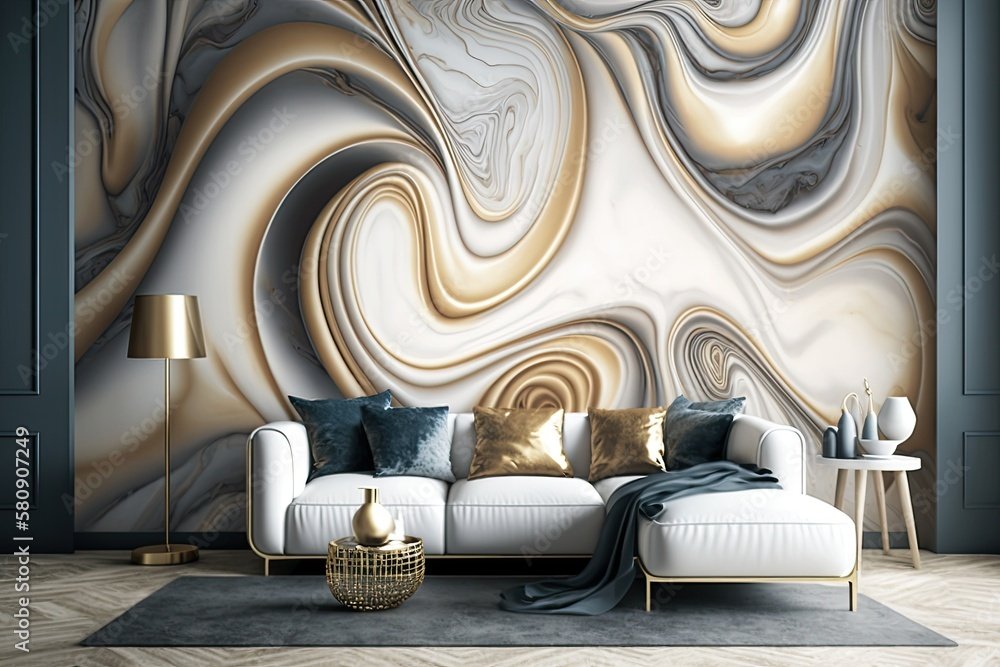 Mediterranean-style blue and white ceramic wall tile with floral motif